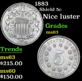 1883 Shield Nickel 5c Grades Select Unc