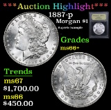 ***Auction Highlight*** 1887-p Morgan Dollar $1 Graded GEM++ Unc By USCG (fc)