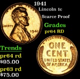 1941 Lincoln Cent 1c Grades Choice Proof Red