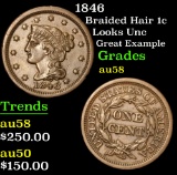 1846 Braided Hair Large Cent 1c Grades Choice AU/BU Slider