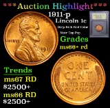 ***Auction Highlight*** 1911-p Lincoln Cent 1c Graded GEM++ RD By USCG (fc)