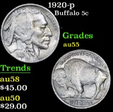 1920-p Buffalo Nickel 5c Grades Choice AU