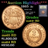 ***Auction Highlight*** 1865 Two Cent Piece 2c Graded Choice+ Unc RD By USCG (fc)