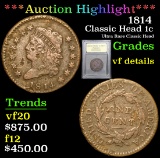 ***Auction Highlight*** 1814 Classic Head Large Cent 1c Graded vf details By USCG (fc)
