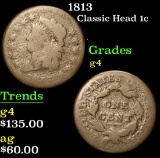 1813 Classic Head Large Cent 1c Grades g, good