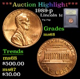 ***Auction Highlight*** 1989-p Lincoln Cent 1c Graded GEM+++ Unc By USCG (fc)