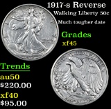 1917-s Reverse Walking Liberty Half Dollar 50c Grades xf+