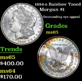 1884-o Rainbow Toned Morgan Dollar $1 Grades GEM Unc
