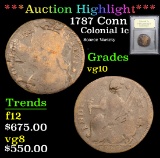 ***Auction Highlight*** 1787 Conn Colonial Cent 1c Graded vg+ By USCG (fc)
