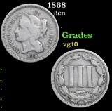 1868 Three Cent Copper Nickel 3cn Grades vg+