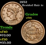 1852 Braided Hair Large Cent 1c Grades vf++