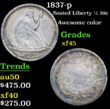 1837-p Seated Liberty Half Dime 1/2 10c Grades xf+