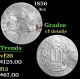 1856 Three Cent Silver 3cs Grades vf details