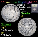 ***Auction Highlight*** 1896-s Barber Quarter 25c Graded g+ By USCG (fc)