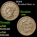 1844 Braided Hair Large Cent 1c Grades vf++