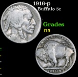 1916-p Buffalo Nickel 5c Grades f+