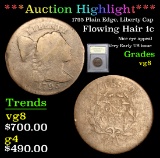 *Auction Highlight* 1795 Plain Edge, Liberty Cap Flowing Hair large cent 1c Graded vg By USCG (fc)