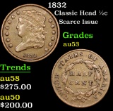 1832 Classic Head half cent 1/2c Grades Select AU