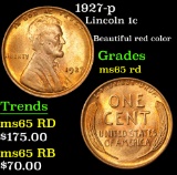 1927-p Lincoln Cent 1c Grades GEM Unc RD