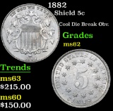 1882 Shield Nickel 5c Grades Select Unc