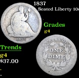1837 Seated Liberty Dime 10c Grades g, good