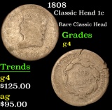 1808 Classic Head Large Cent 1c Grades g, good