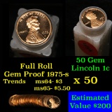 Proof 1975-s Lincoln cent 1c roll, 50 pieces (fc)
