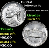 1938-d Jefferson Nickel 5c Grades GEM 5fs