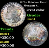 1878-s Rainbow Toned Morgan Dollar $1 Grades Choice Unc