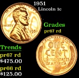 1951 Lincoln Cent 1c Grades Gem++ Proof Red
