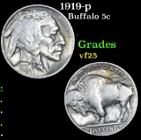 1919-p Buffalo Nickel 5c Grades vf+