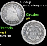 1854-p Seated Liberty Half Dime 1/2 10c Grades g+