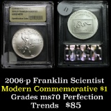 2006-p Benjamin Franklin Scientist . . Modern Commem Dollar $1 Grades ms70, Perfection