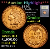***Auction Highlight*** 1892 Indian Cent 1c Graded Choice+ Unc RD By USCG (fc)
