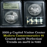 2001-p Capitol Visitor Center . . Modern Commem Dollar $1 Grades ms70, Perfection