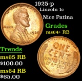 1925-p Lincoln Cent 1c Grades Choice+ Unc RB