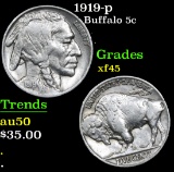 1919-p Buffalo Nickel 5c Grades xf+