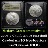 2005-p Chief Justice Marshall . . Modern Commem Dollar $1 Grades ms70, Perfection