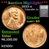 ***Auction Highlight*** 1935-s Lincoln Cent 1c Graded GEM++ RD By USCG (fc)