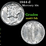 1944-d Mercury Dime 10c Grades Select Unc FSB