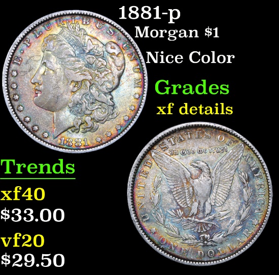 1881-p Morgan Dollar $1 Grades xf details