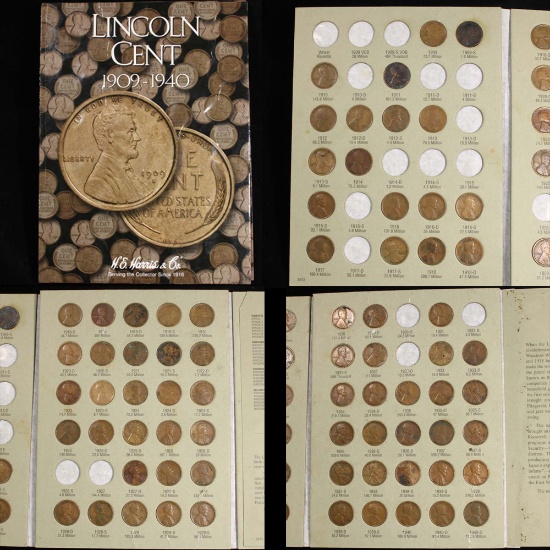 Lincoln cent book 1909-1940 not complete 73 coins . .