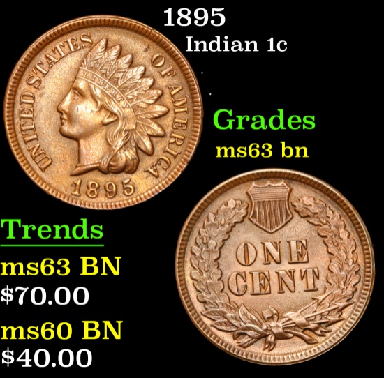 1895 . . Indian Cent 1c Grades Select Unc BN