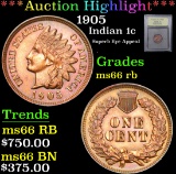 ***Auction Highlight*** 1905 Superb Eye Appeal . Indian Cent 1c Graded GEM+ Unc RB By USCG (fc)