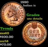 1880 . . Indian Cent 1c Grades Unc Details