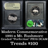 1991-S Mt. Rushmore Proof  Modern Commem Half Dollar 50c Graded GEM++ Proof Deep Cameo by USCG