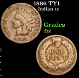 1886 TY1 . . Indian Cent 1c Grades f, fine