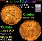 ***Auction Highlight*** 1924-p . . Lincoln Cent 1c Graded GEM Unc RD By USCG (fc)