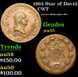 1863 Star of David George Washington Obv . Civil War Token 1c Grades Choice AU