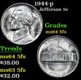 1944-p . . Jefferson Nickel 5c Grades Choice Unc 5fs